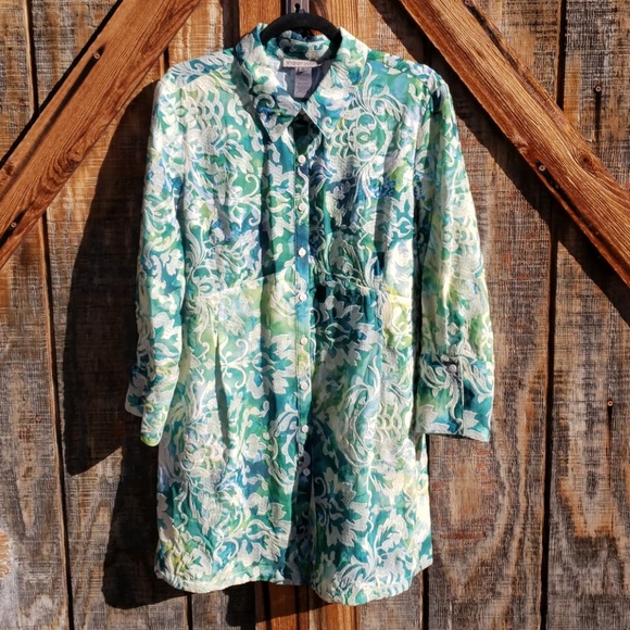 Sharon Young Green Long Shirt Top Size 14 - Picture 1 of 8